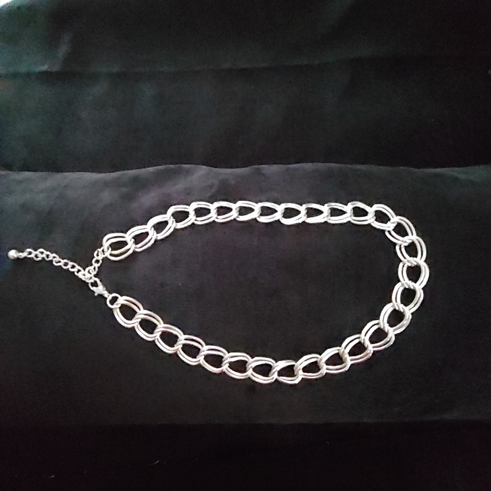 Silvertone Double Link Necklace - image 2
